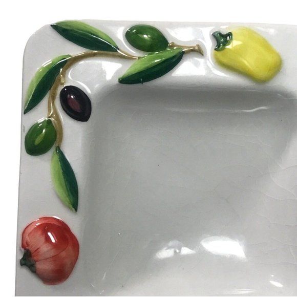 Vintage Ortoconserviera Olive Pickle Relish Dish Hand Painted Olives Veg Italy - Picture 2 of 7